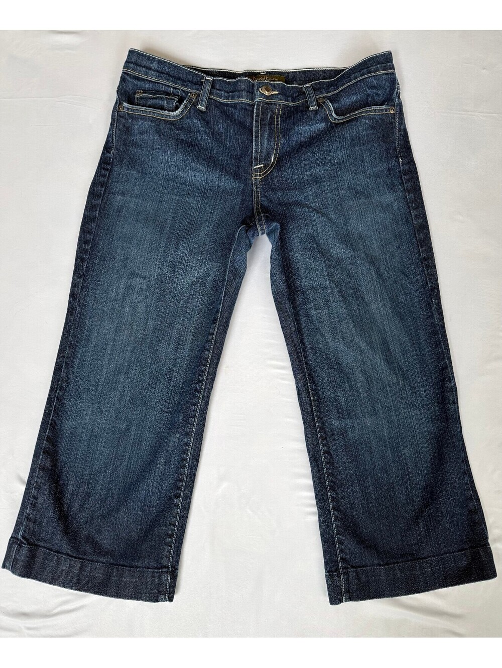 David Kahn Jeanswear Size 30 Cropped Wide Leg Jeans Dark Wash Made in USA Y2K